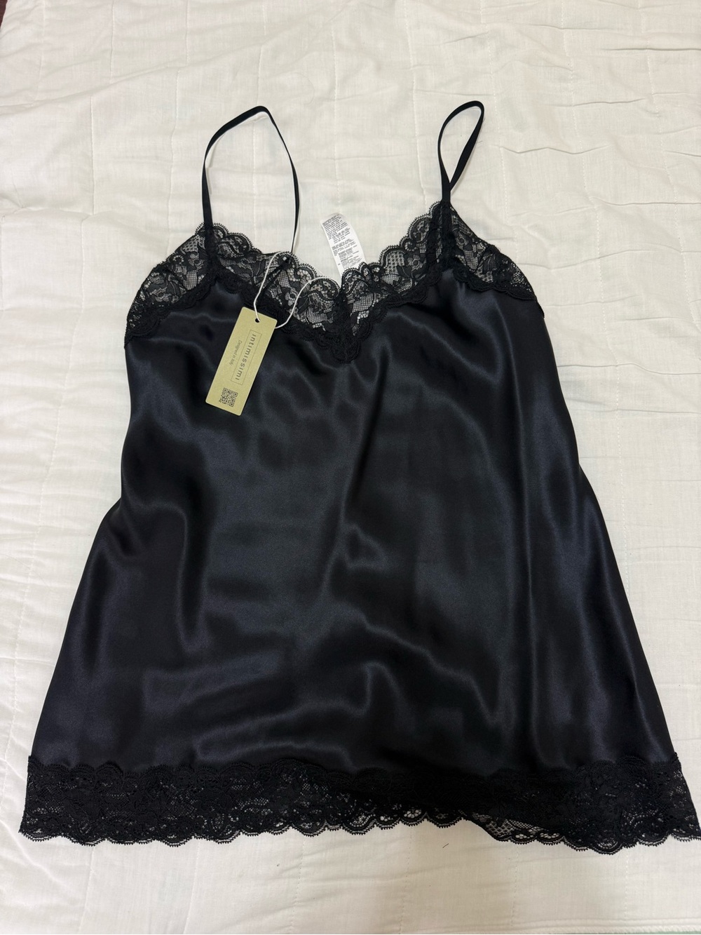 intimissimi Black Satin Lace-Trim Camisole